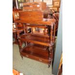 19thC Mahogany 3 Tier what not with Single drawer to base and casters