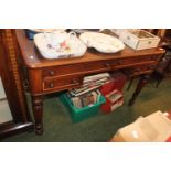 Victorian Mahogany Green Leather topped desk of 4 drawers over turned legs