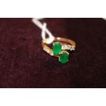 Ladies 18ct Gold Emerald and Diamond set ring Size R. 4.6g total weight