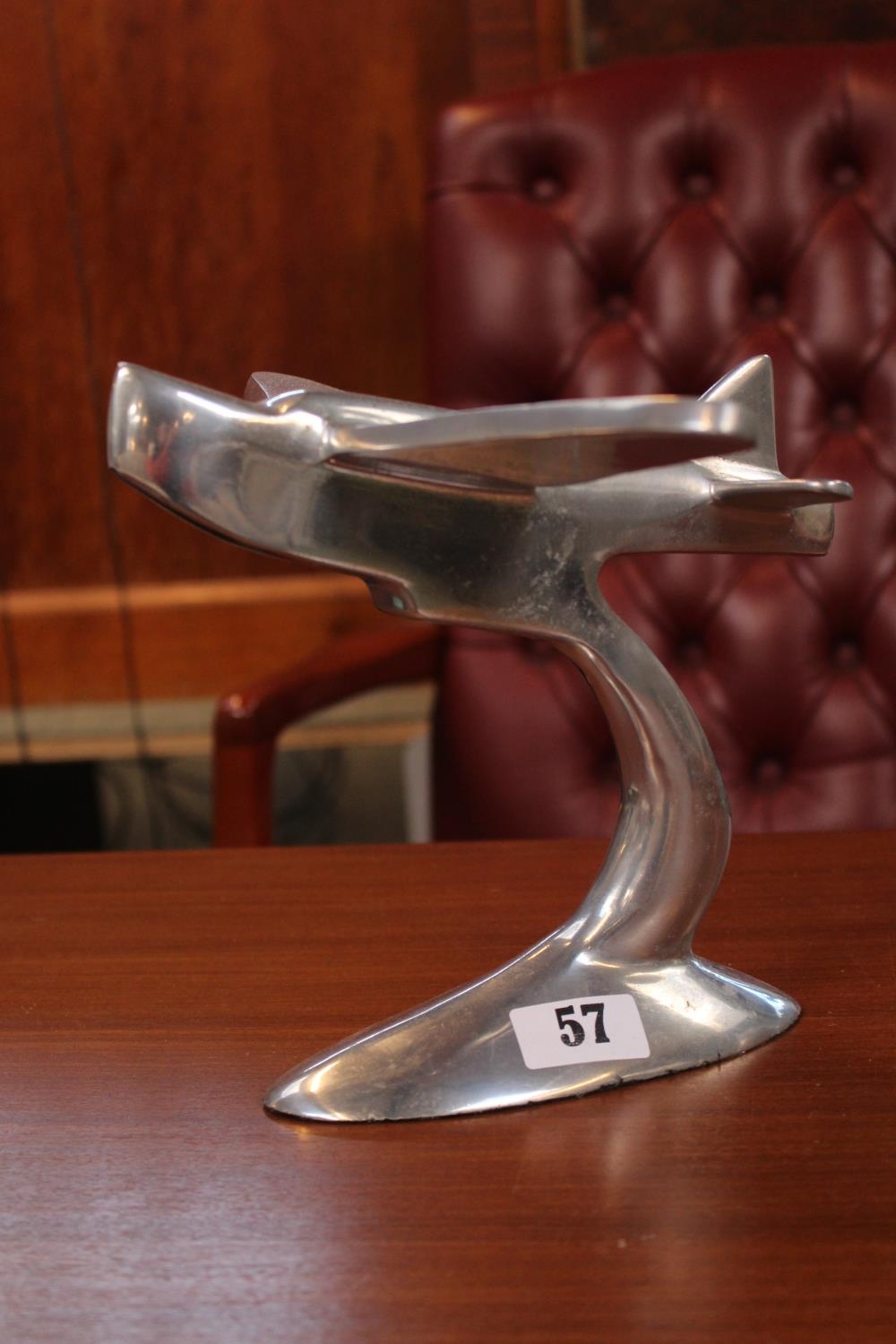 Aluminium model of a Flying Boat on base. 21cm in Height