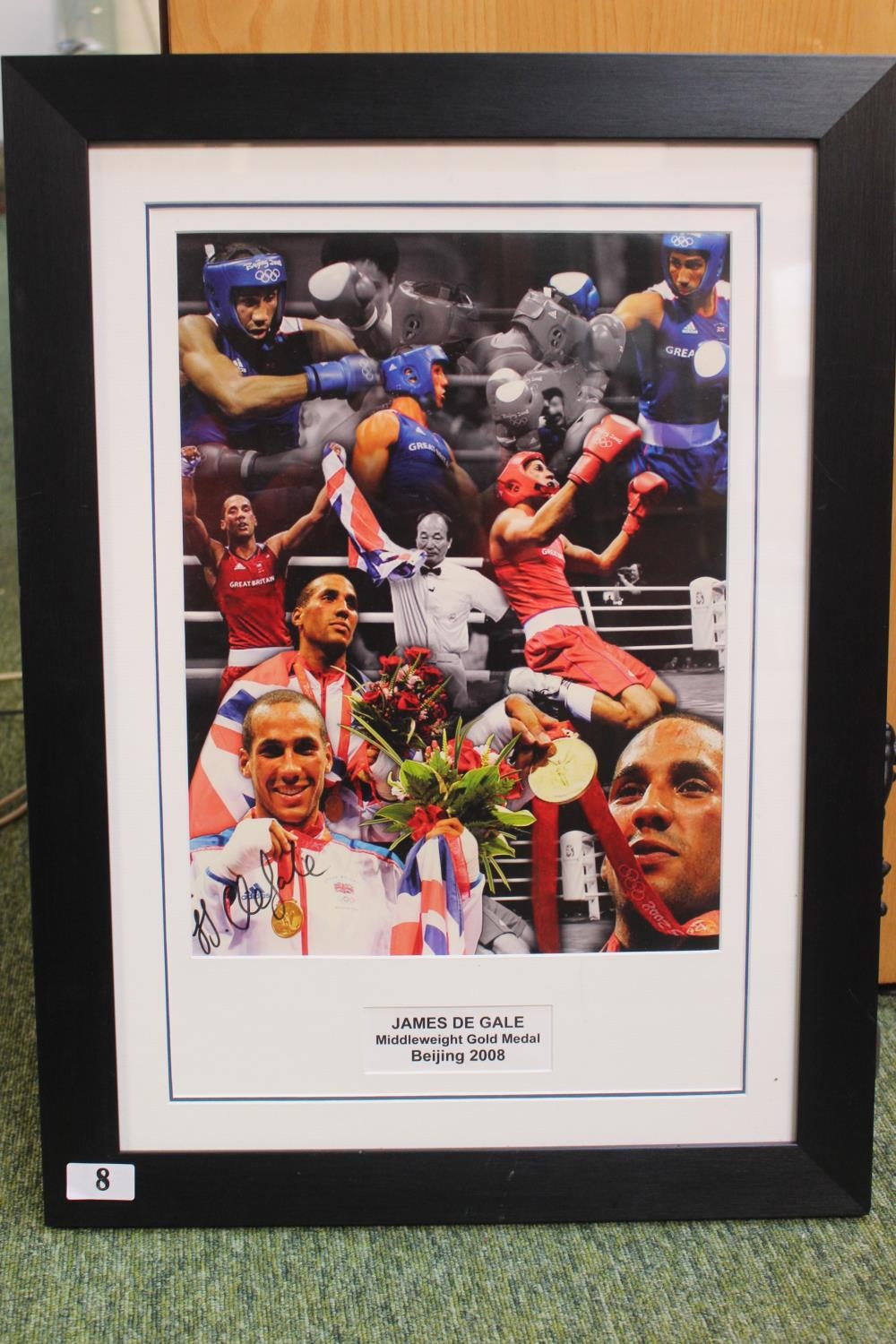 James De Gale Middle weight gold medal signed photograph Beijing 2008 with COA Allstars. 47 x 64cm