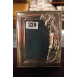 20thC Silver Photo frame with embossed golfer decoration