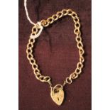 9ct Gold Bracelet with padlock 22g total weight