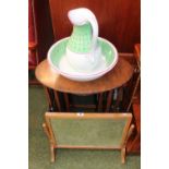 Nest of 3 Oval side tables, Wash jug with bowl and a Swing mirror