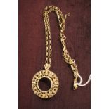 Ladies 9ct Gold Coin pendant mount and chain 17g total weight
