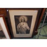 Oak framed print of Christ signed by Pope Benedict XV