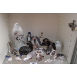 Large collection of Royal Copenhagen Animal figure to include Birds, Dogs and Figures, blue