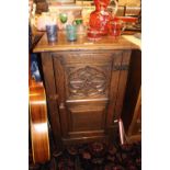 Antique Oak bedside cabinet with carved panel door