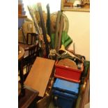 Large collection of Fishing equipment inc Rods, tackle Seat box etc