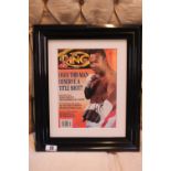 A framed original ring magazine signed by former heavyweight champion of the world Larry Holmes.