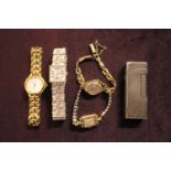 Dunhill White metal lighter and a collection of assorted watches