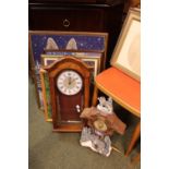 2 Clocks and a collection of assorted pictures and prints