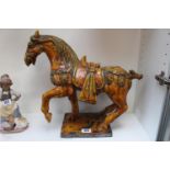 Very Large Pottery Tang Horse of Honey Glaze unmarked to base