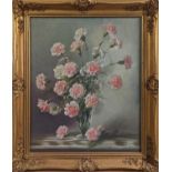 Victor Hernandez, 20th Century oil on canvas, still life vase of flowers, signed to bottom right