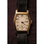 Gents 1940s 9ct Gold Cased wristwatch on strap