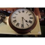 Antique Mahogany Cased Circular Wall clock with roman numeral dial