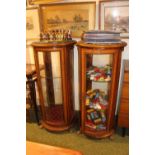 Pair of French Marble topped glazed cylindrical cabinets with fitted glazed interiors