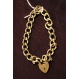 Ladies 9ct Gold bracelet with padlock 24g total weight