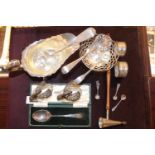 Collection of assorted Silver table ware 508g and a Pair of Glass and Silver-plated Swan salts and a