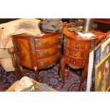 French style Cylindrical chest of 3 drawers and Demi Chest of 3 drawers with brass applied