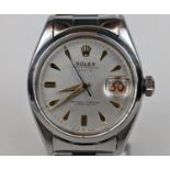 Rolex Stainless Steel wristwatch Oyster Perpetual date Chronometer Swiss made 33mm case. Working