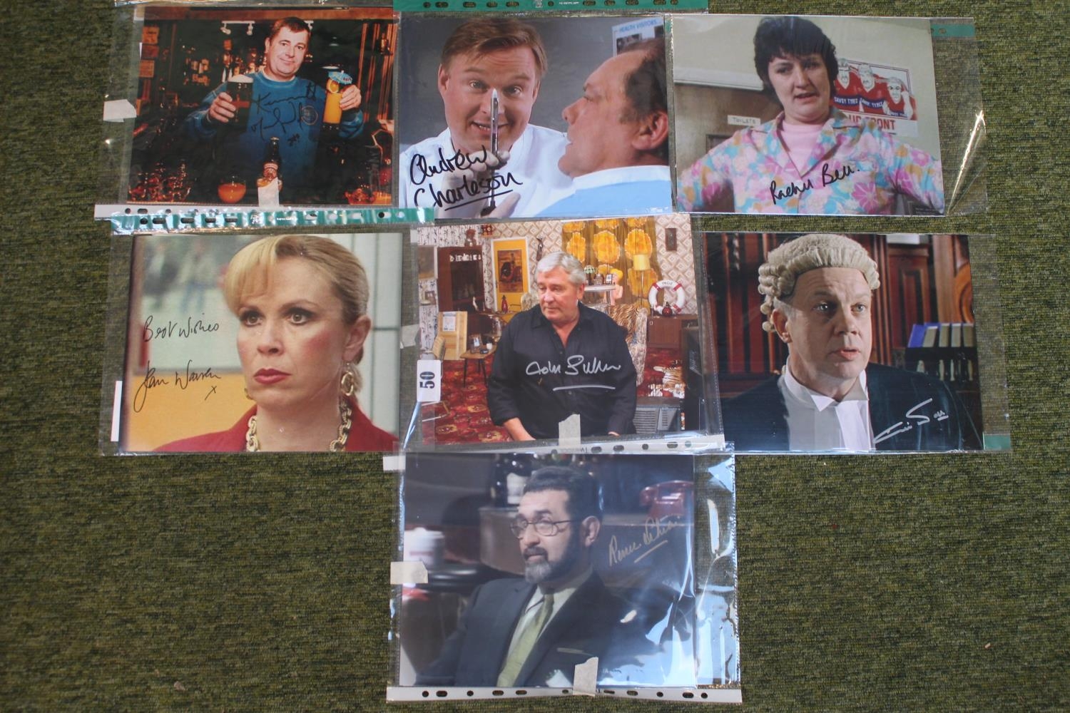 Seven Signed Only Fools and Horses Cast Photographic Prints, 3 with COAS Ken MacDonald, John