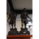 Pair of Large 19thC Spelter Coppered Warriors on square bases. 60cm in Height