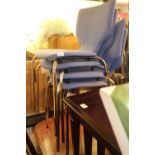 Set of 4 Chrome upholstered chairs