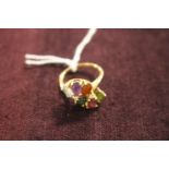 Ladies 18ct Gold Multi stone cluster ring Size P. 5.7g total weight