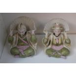 Pair of 19thC German Chinoiserie decorated nodding figures in the style of Meissen. 18cm in Height