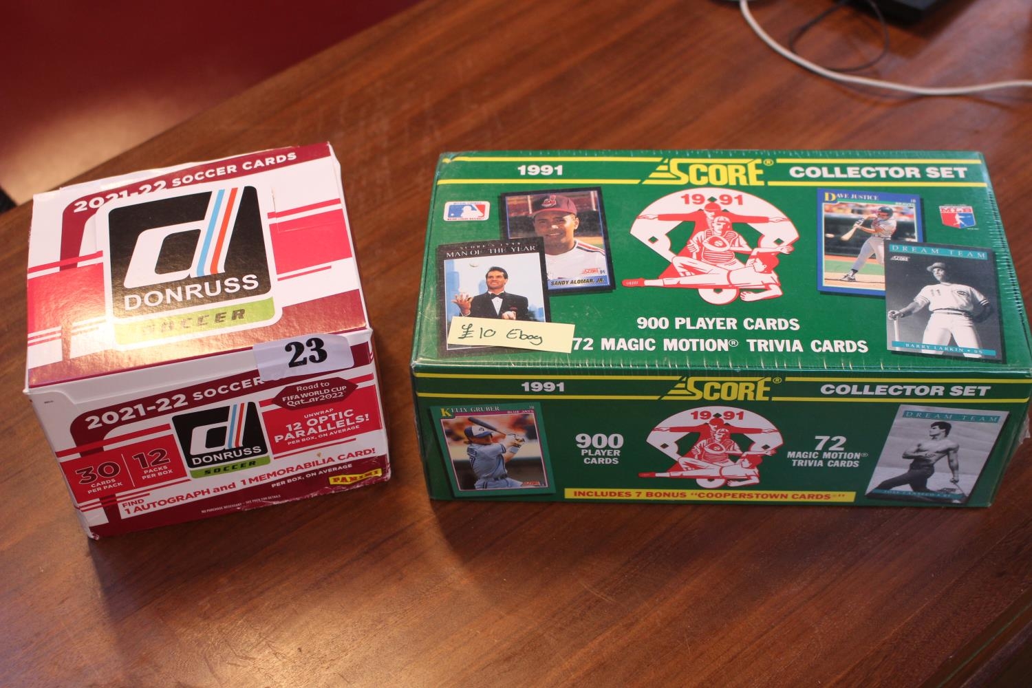 Boxed Donruss Soccer 2021-22 Panini 12 Pack Box set, and a Score 1991 900 Player Cards set sealed