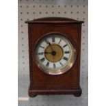 HAC Edwardian Walnut cased mantel clock with Roman numeral dial on turned feet
