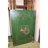 Phillips & Son of Birmingham Green painted safe with fitted interior (No Key but Open)