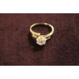 Ladies 14K gold CZ Set dress ring Size P. 3.1g total weight