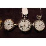 Collection of 3 Pocket watches to include Silver J Hawkesworth