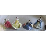 Four Royal Doulton figures; Leading Lady, Fair Lady, Elyse and Ninette