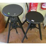 A pair of industrial style black stools