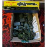 A Dinky tank transporter No.660 boxed and other Dinky army vehicles