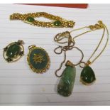 Some jade coloured and metal jewellery