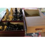 A boxed modern Staunton chess set