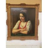 J. Heyermans - oil 'Contemplation' in decorative gilt frame, signed and dated 1861