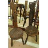 Ben Setter Totnes - a pair of spinning chairs carved Celtic design