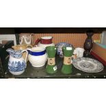 Various Victorian stoneware jugs and other china (slightly a/f)