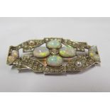 A diamond, opal and pearl brooch (one opal missing)