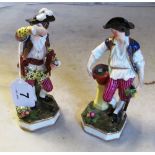 A pair of porcelain figures with Derby mark (both a/f)