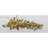 A 9ct gold fern brooch set seed pearls 4.4g