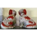 A pair large reproduction Staffordshire style dogs