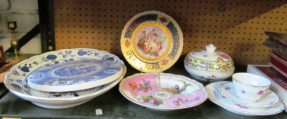 A Vienna plate, Nymphenburg cup, saucer and plate, Meissen plate (seconds) and other china