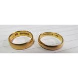 Two 18ct gold rings size O/P and M/N 8.3g