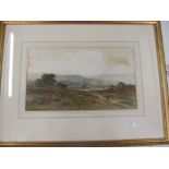 W. Ashton - a Victorian watercolour figure walking down country lane